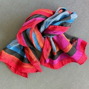 ARTISAN KATJA Flowy Scarf Oblong Silk Colorful Jewel Tones